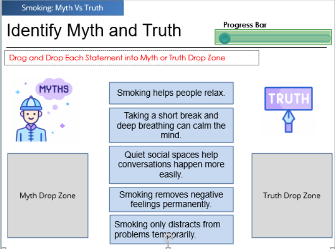 Drag and drop assessment slide